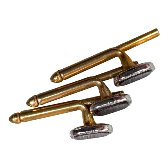 SINGLES (3) 5/16" Gray Squares MOP Vintage Formal Tuxedo Prom Shirt Stud Square - Picture 2 of 6